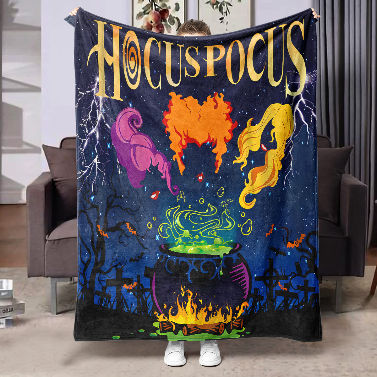 Halloween Flannel Blanket Black Geometric Polyester Multi-Size