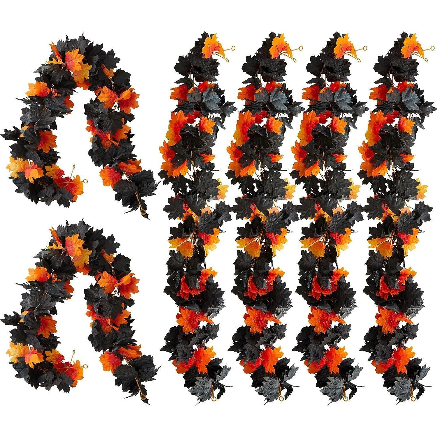 Halloween Decorative Canes Black Silk 1.7m Maple Leaves