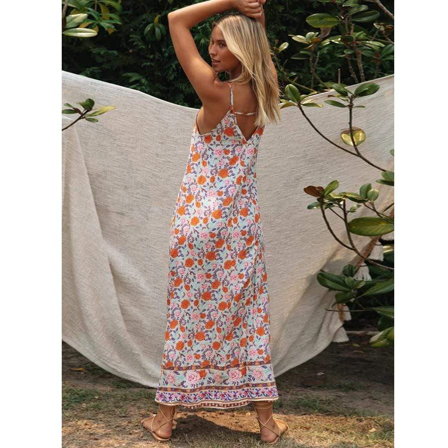 Women's Maxi Dress Pink Floral Rayon Cotton Size S-M