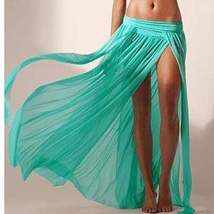 Women's Beach Cover Up Skirt Green Polyester Boho Style