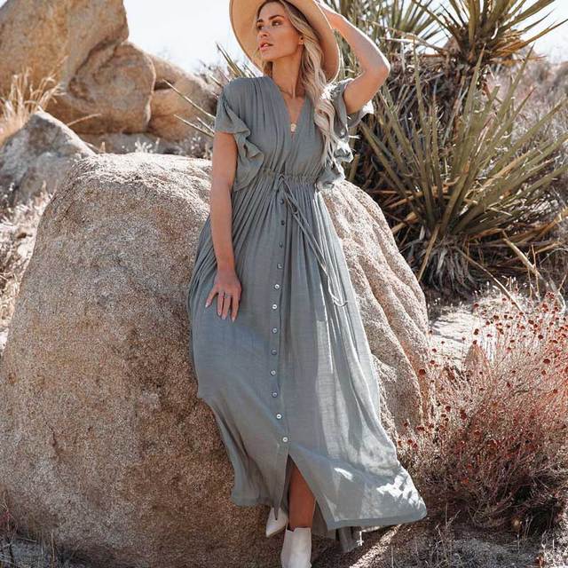 Women's Beach Cover Up Dress White One Size Polyester Boho Style