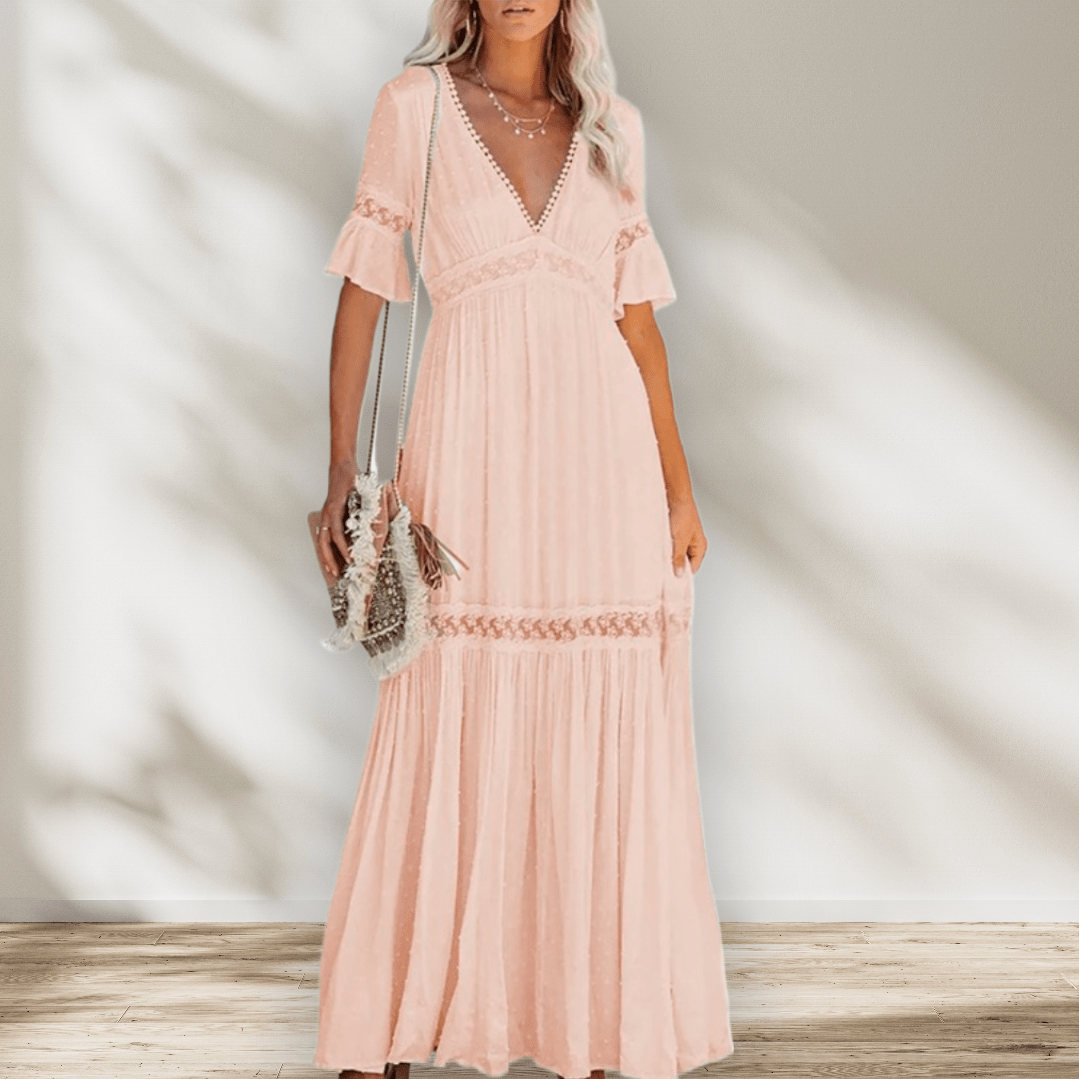 Women's Plus Size Maxi Dress White Lace High Waist Rayon