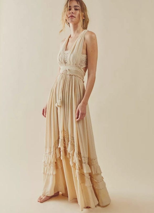 Women's Maxi Dress Coral Cotton Blend A-Line Summer Dress