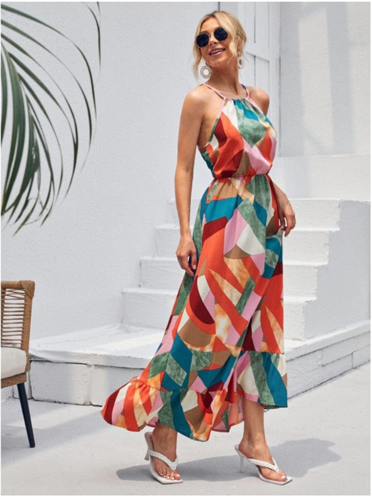 Women's Maxi Dress Colorful Polyester Boho Summer Dress