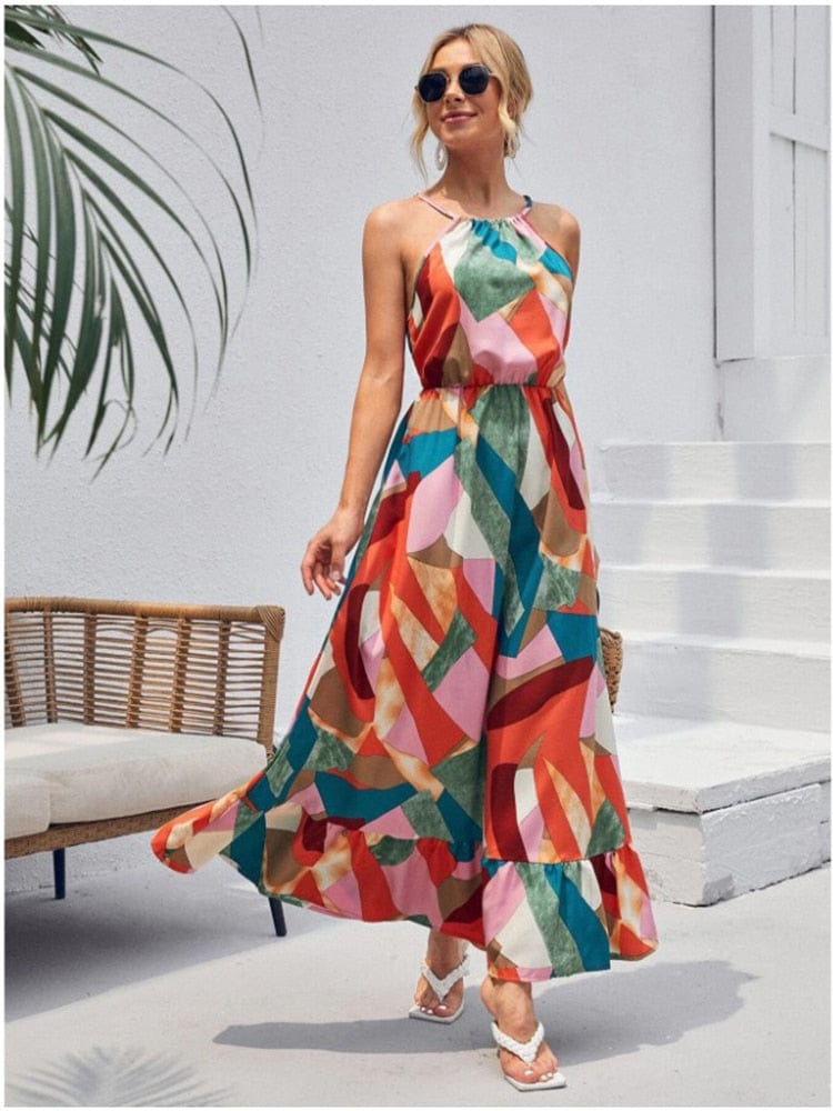 Women's Maxi Dress Colorful Polyester Boho Summer Dress