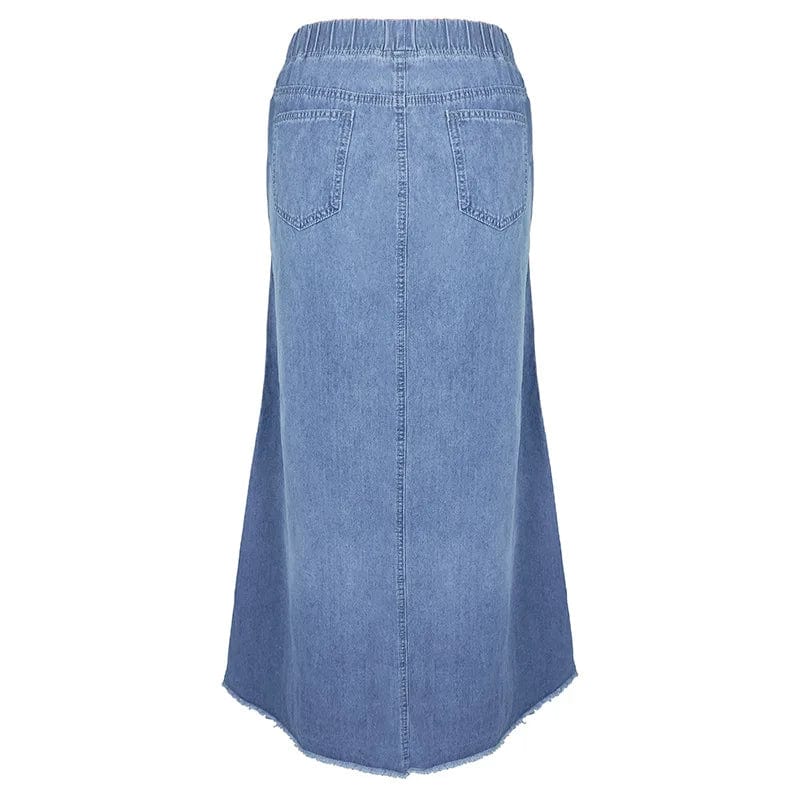 Women's Denim Maxi Skirt Blue Casual Bohemian Style