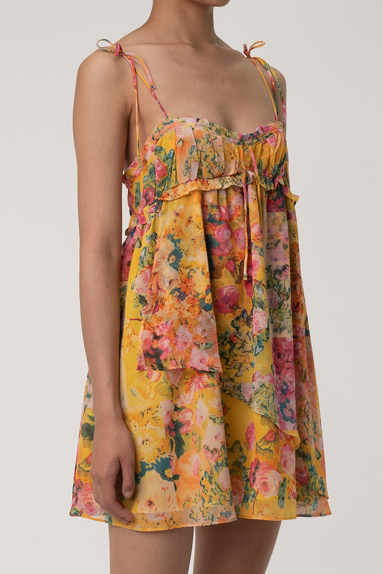 Women's Mini Dress Multicolor Chiffon Floral Summer Dress