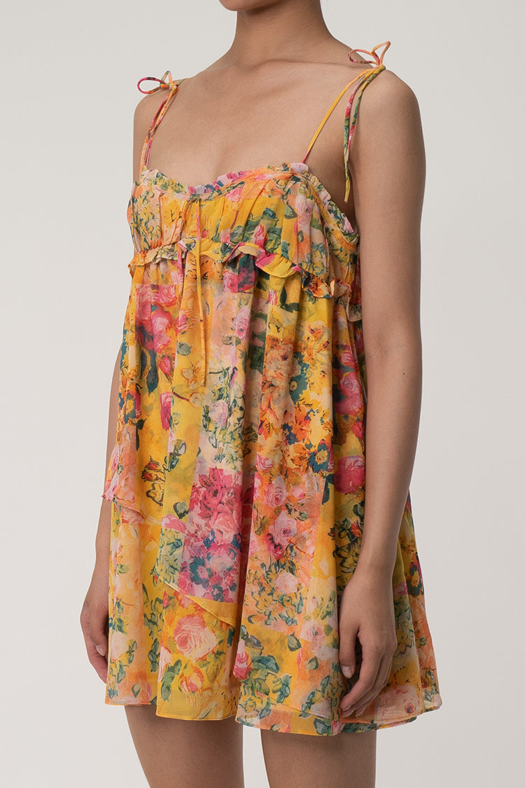 Women's Mini Dress Multicolor Chiffon Floral Summer Dress