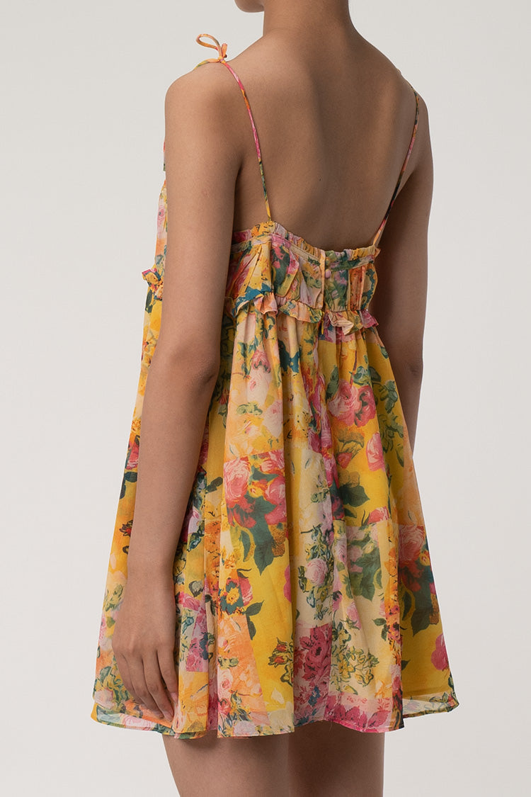 Women's Mini Dress Multicolor Chiffon Floral Summer Dress