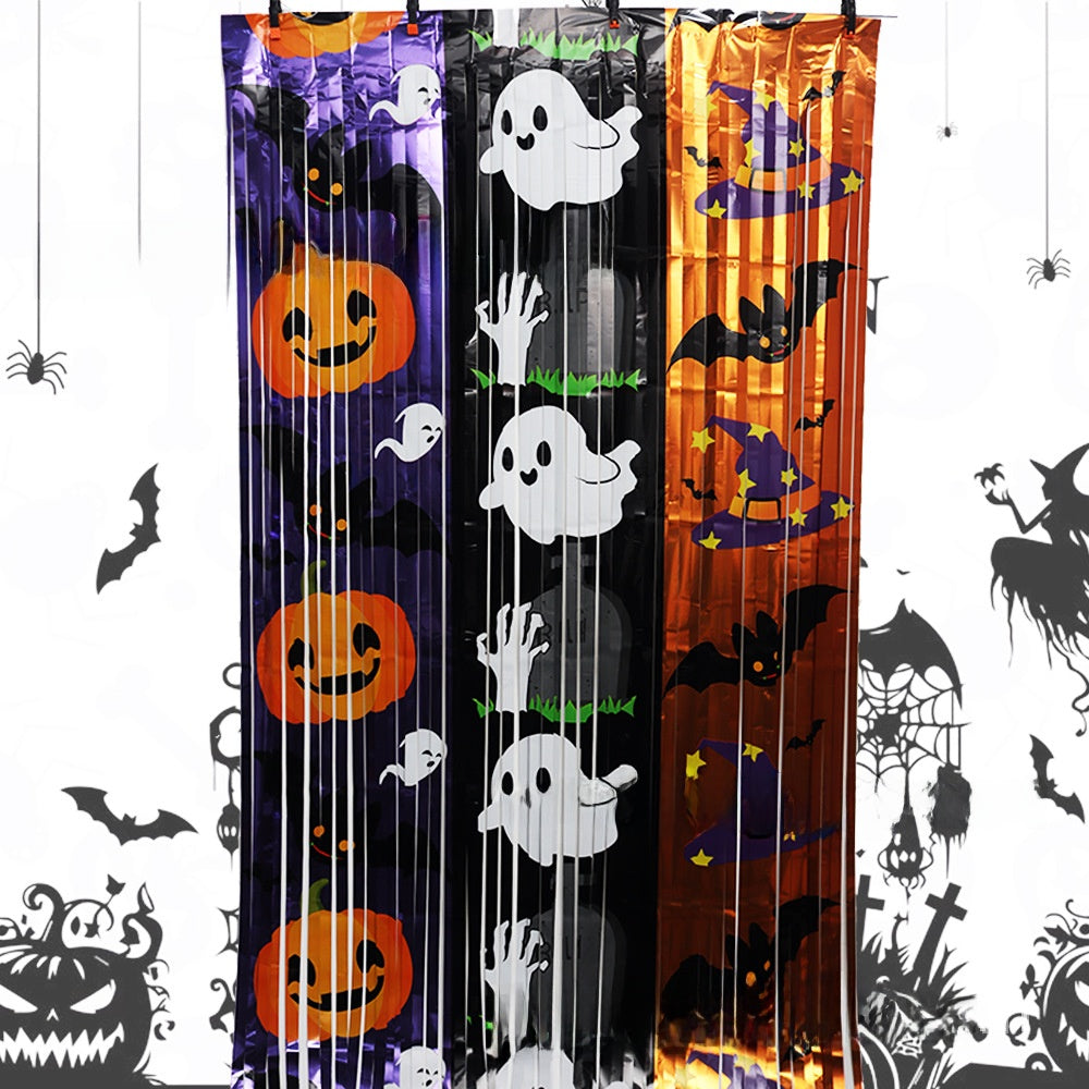 Halloween Decoration Curtain Bat Ghost Pumpkin Plastic Outdoor Party Prop