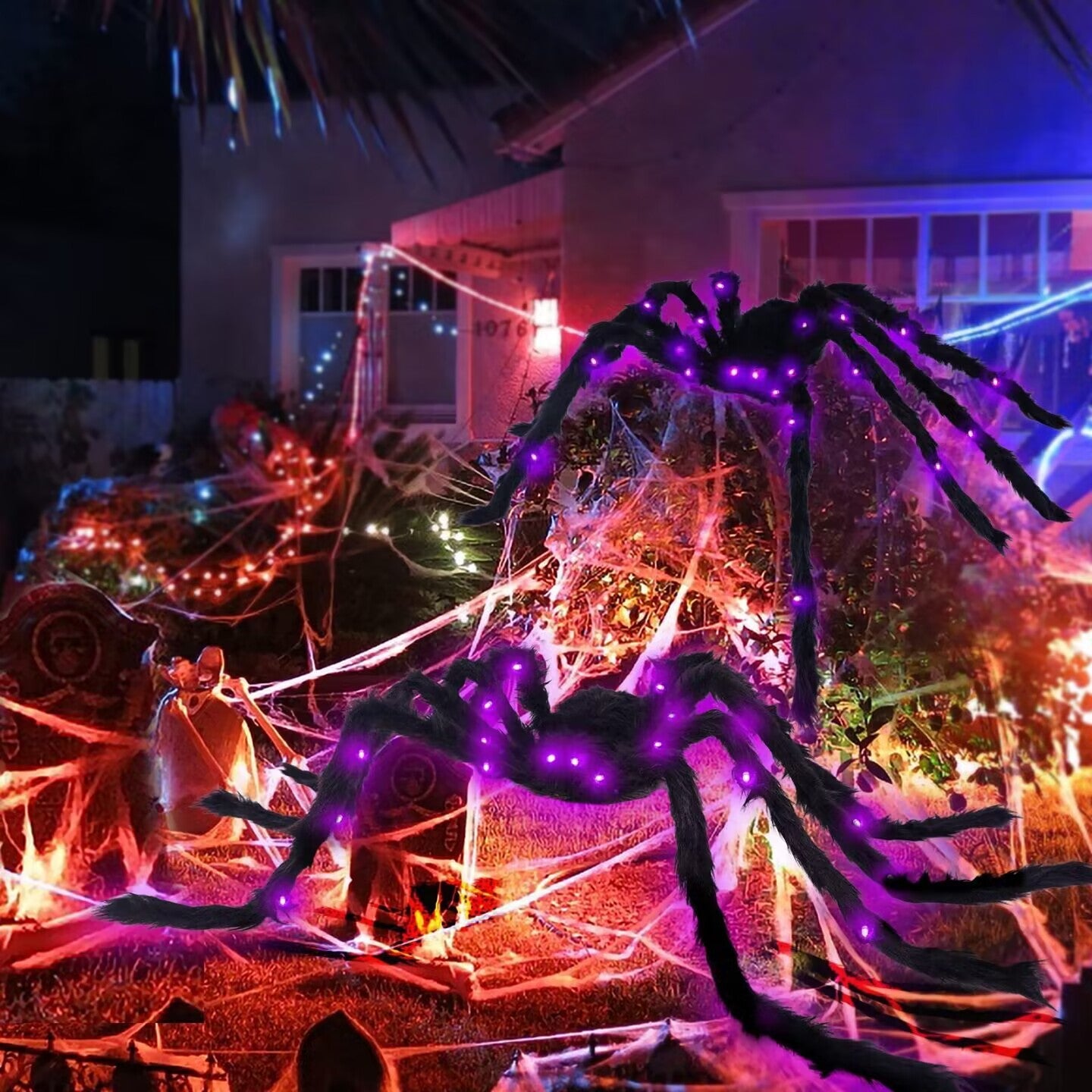 Scary Halloween Glowing Spider Decoration 50-150cm Plastic Outdoor Indoor
