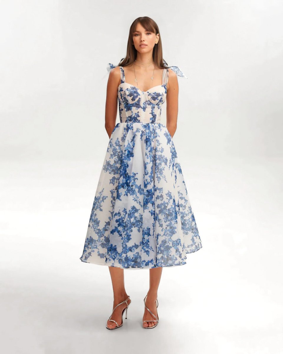 Women's Midi Dress Blue Organza
