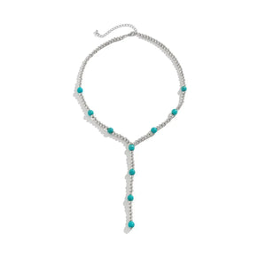 Chinoiserie Retro Turquoise Necklace for Women – Round Inlay Design, Lightweight Daily Wear Jewelry