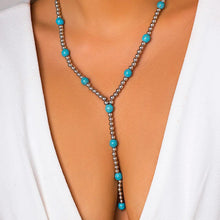 Load image into Gallery viewer, Chinoiserie Retro Turquoise Necklace for Women – Round Inlay Design, Lightweight Daily Wear Jewelry
