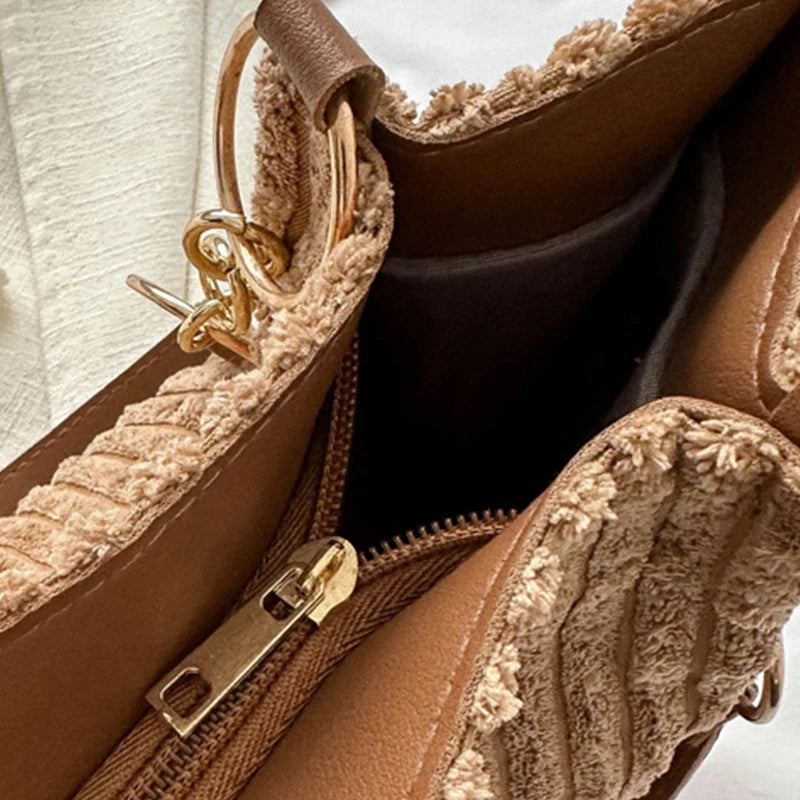 Women's Tote Bag Beige One Size Corduroy