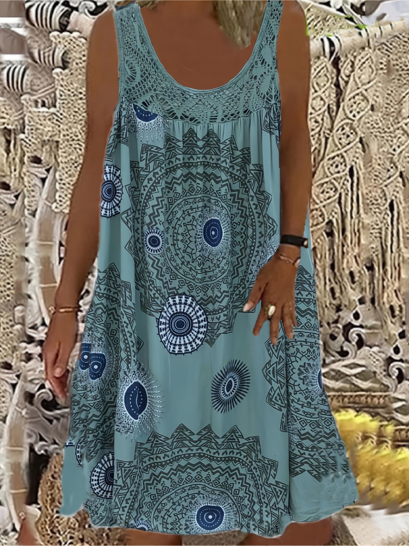 Women's Floral Maxi Dress Blue Polyester
