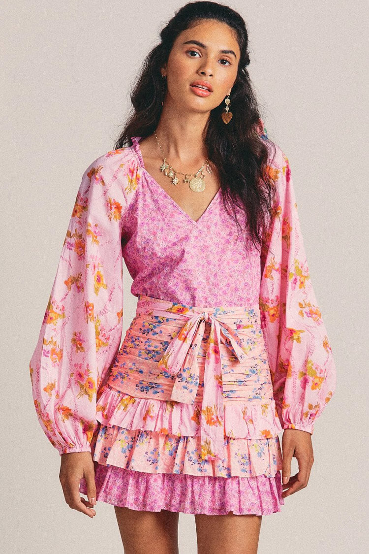 Women's Mini Dress Pink Floral Polyester