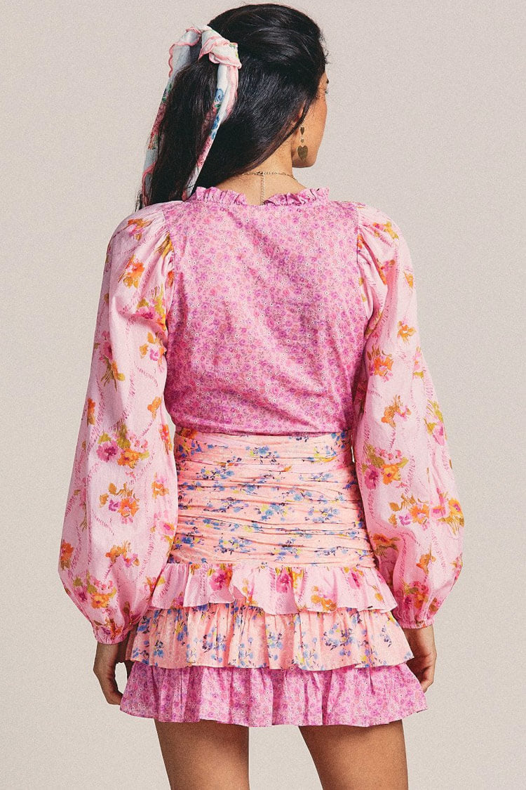 Women's Mini Dress Pink Floral Polyester