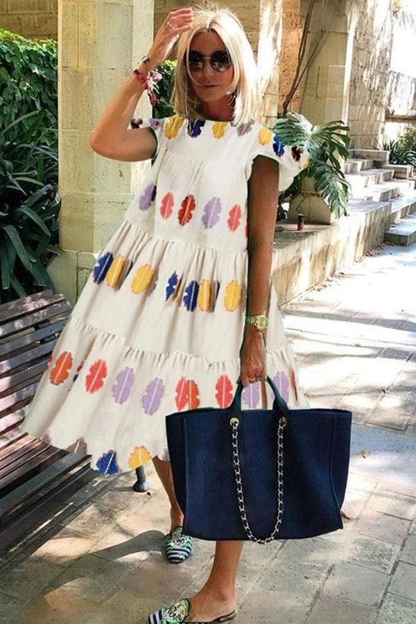 Women's A-Line Dress Floral Print Short Sleeve Polyester