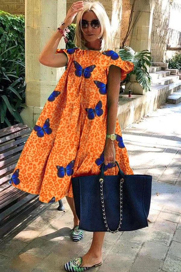 Women's A-Line Dress Floral Print Short Sleeve Polyester