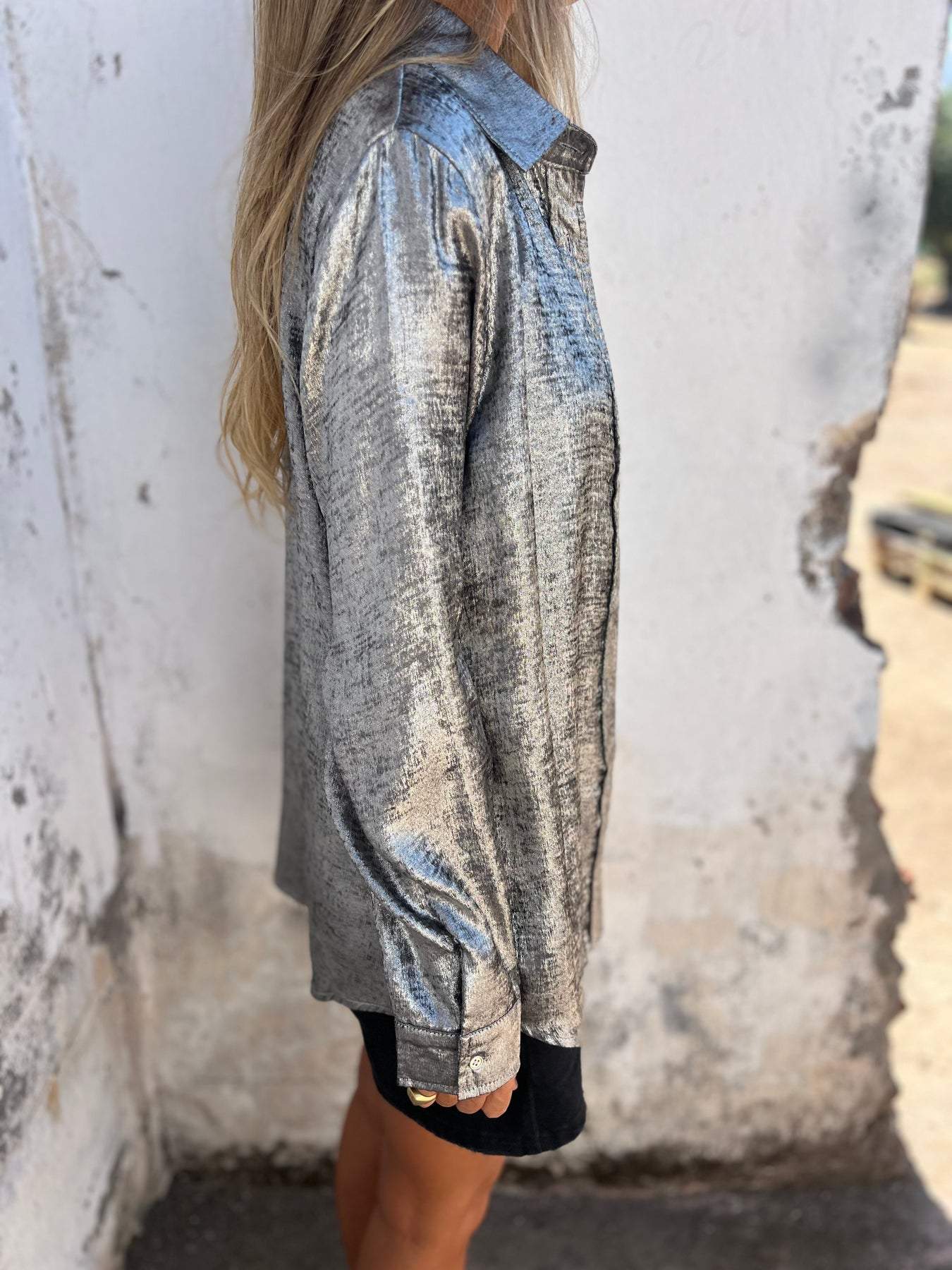 Women's Blouse Silver Polyester