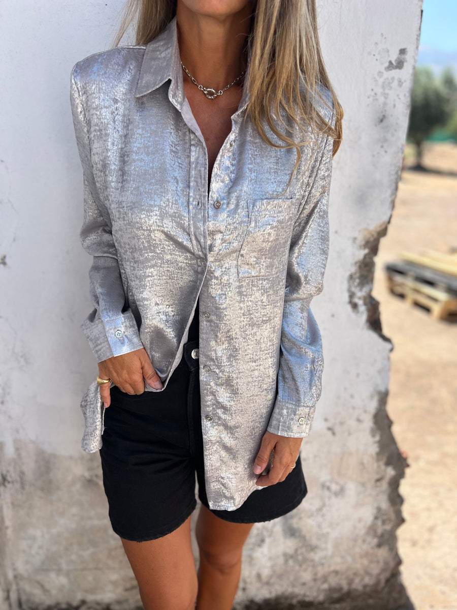 Women's Blouse Silver Polyester