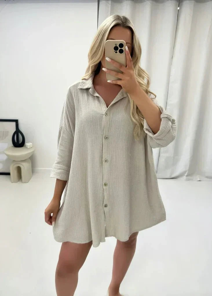 Women's Oversized Shirt Lightweight Sequin Detail