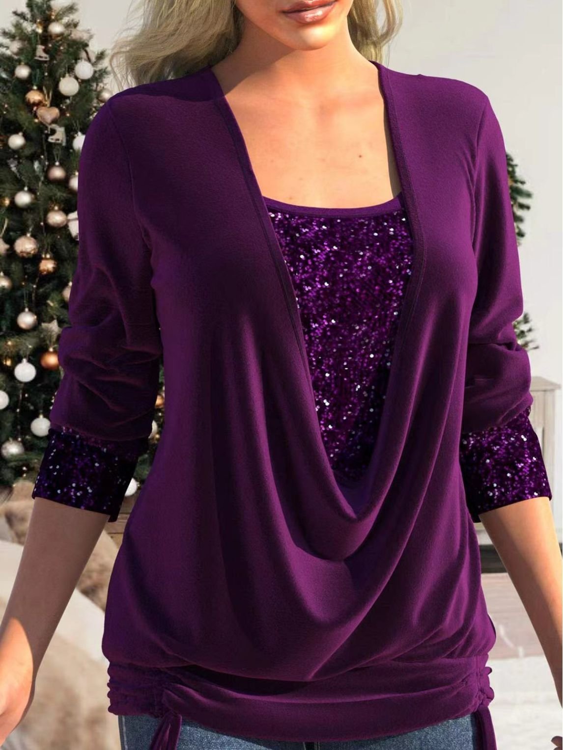 Women's Blouse Silver Polyester Glitter