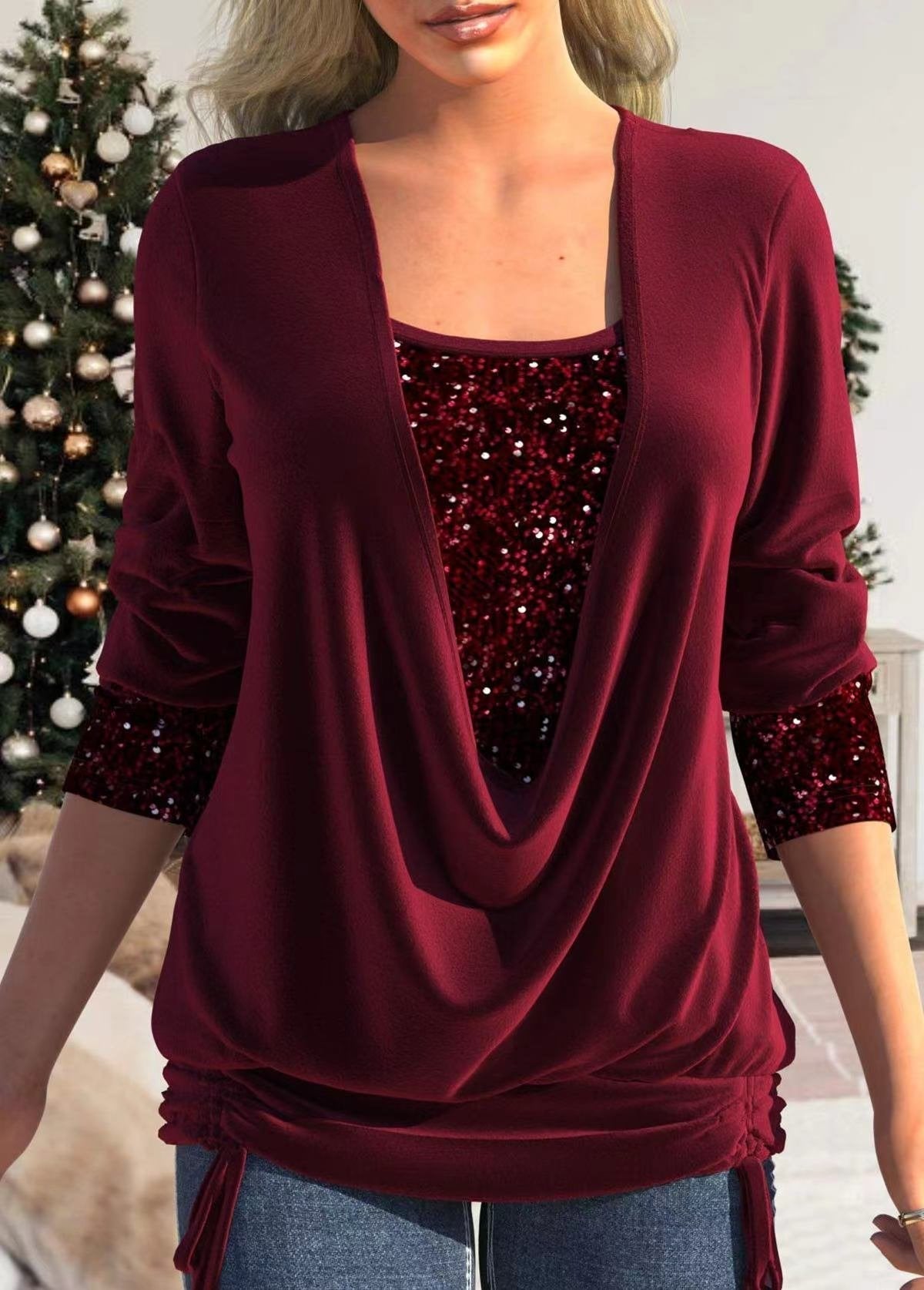 Women's Blouse Silver Polyester Glitter