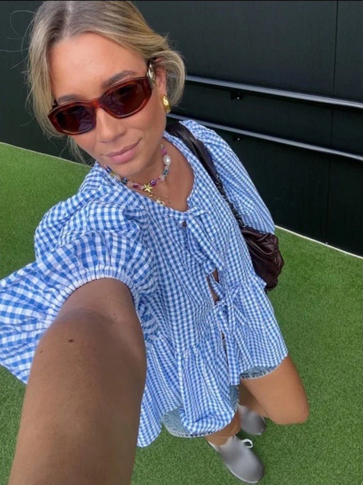 Women's Blouse Cotton Puff Sleeve Top