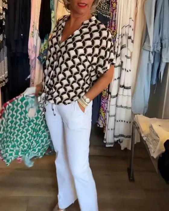 Women's Blouse Lilith Print Cotton Casual Summer Top