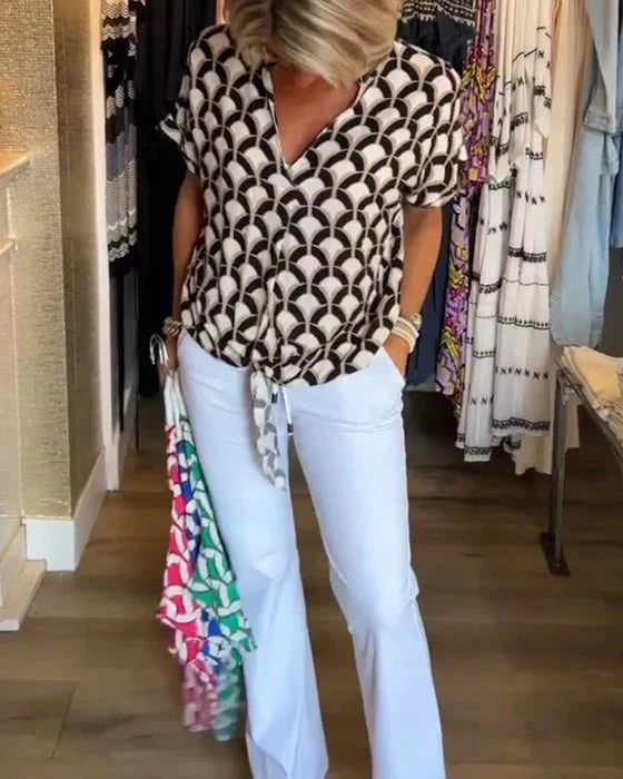 Women's Blouse Lilith Print Cotton Casual Summer Top