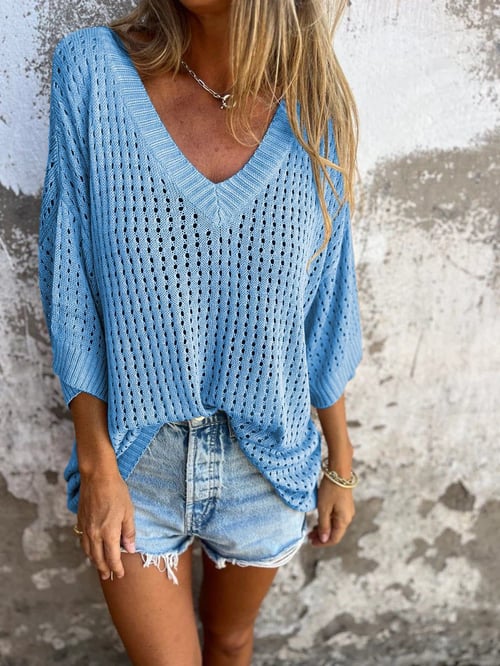 Women's Blouse Cotton V-Neck Summer Top