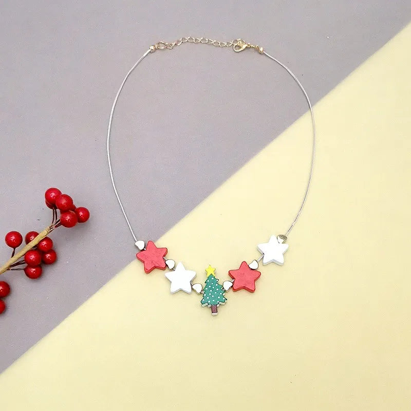 Women's Pendant Necklace Star Wood Clavicle Chain