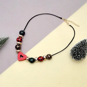 Women's Necklace Heart Shape Wood Bead Retro Jewelry
