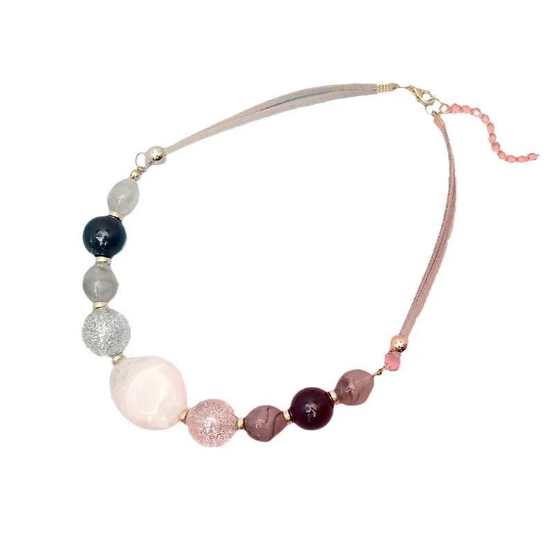 Women's Pendant Necklace Colorful Wood Acrylic Retro Geometric Design