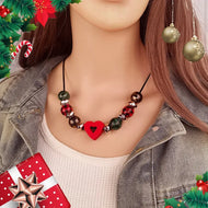 Women's Necklace Heart Shape Wood Bead Retro Jewelry