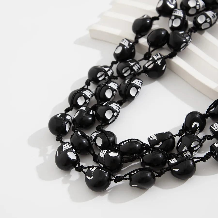 Unisex Necklace Black Plastic Skull Bead Hip-Hop Style
