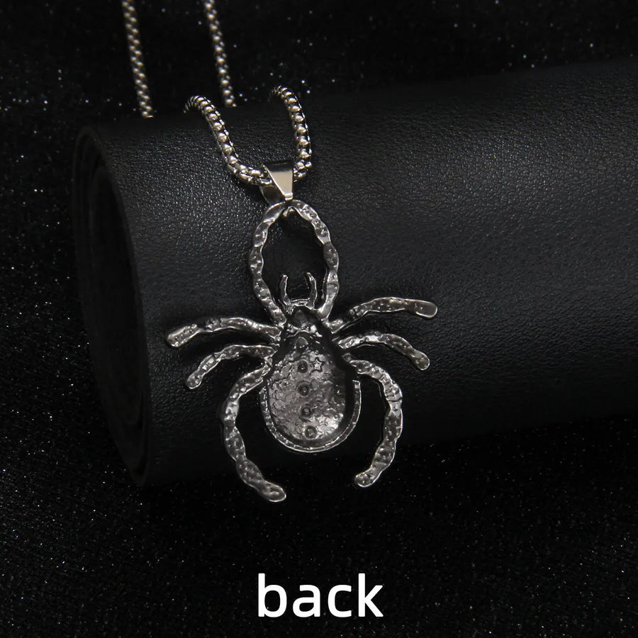 Men's Necklace Red Stainless Steel Gothic Spider Design