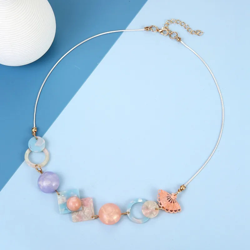 Women's Pendant Necklace Pink Acrylic Geometric Sweet Style