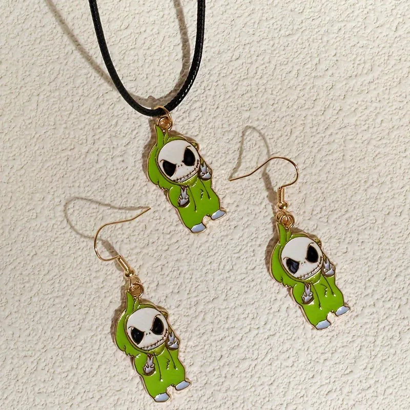 Women's Skull Earrings Set Black Alloy Halloween Jewelry
