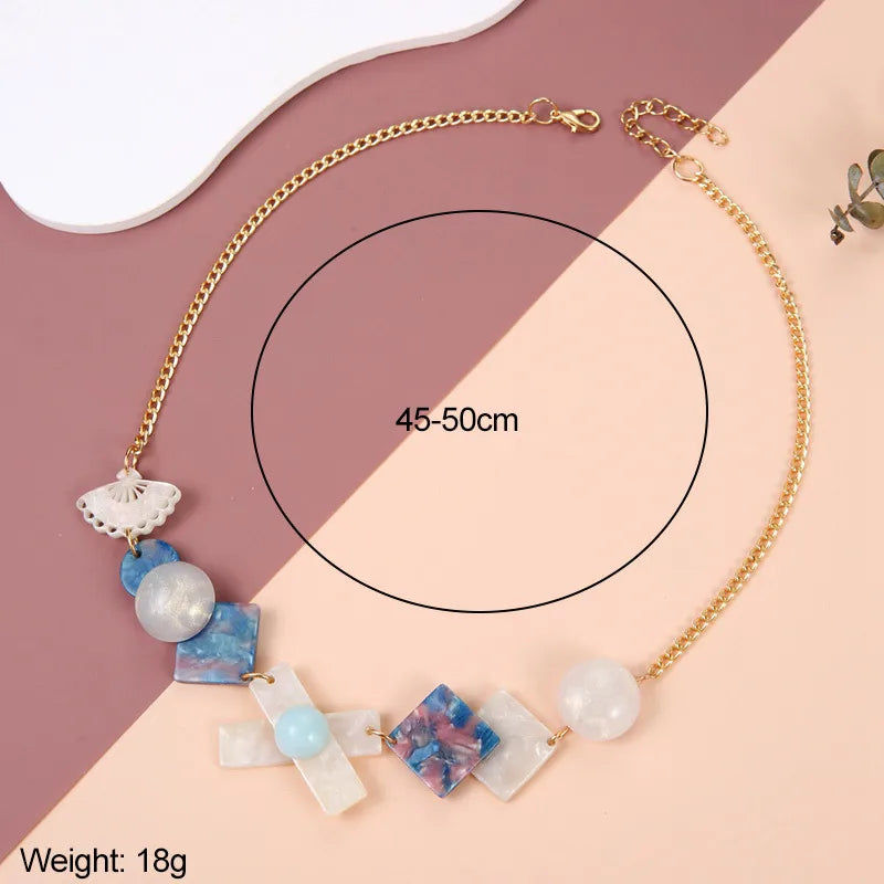 Women's Pendant Necklace Colorful Acrylic Geometric Design