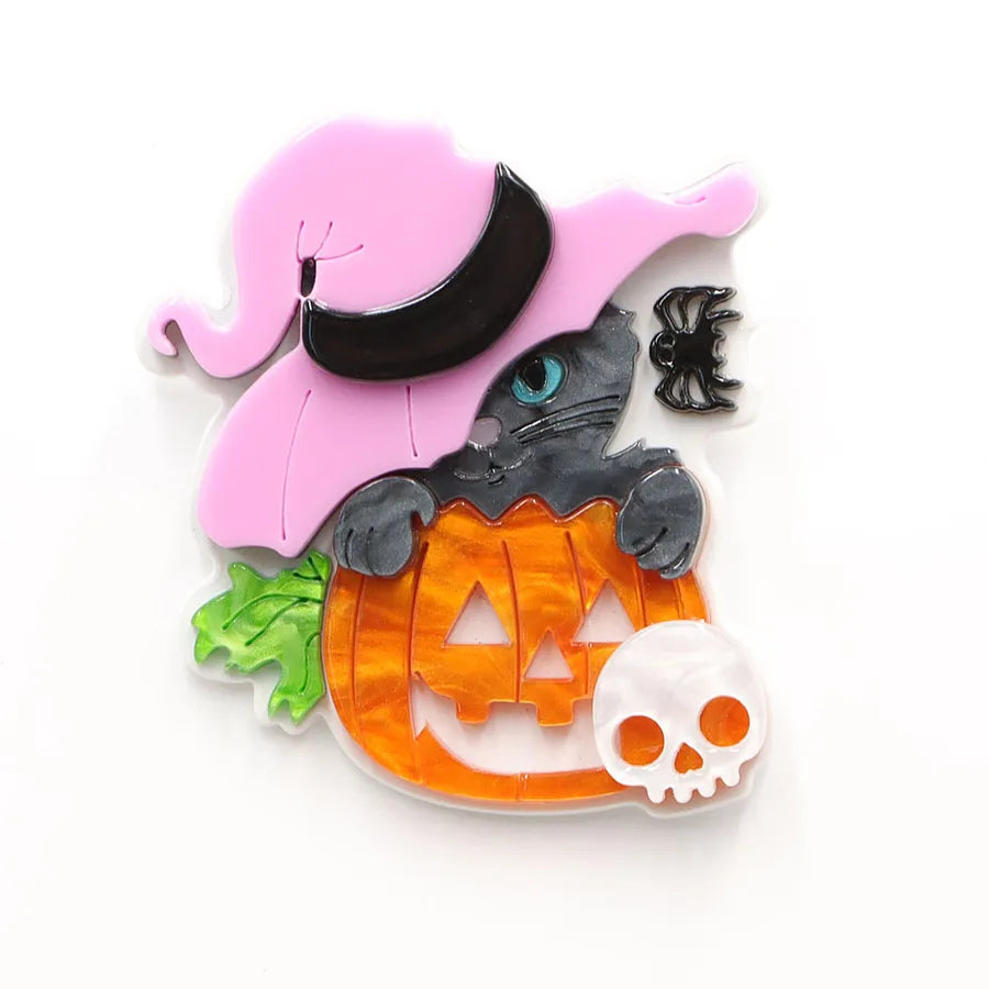 Women's Cat Brooch Pin Black Acrylic Animal Design