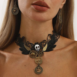 Women's Halloween Jewelry Set Gold Alloy Skull Earrings for Women