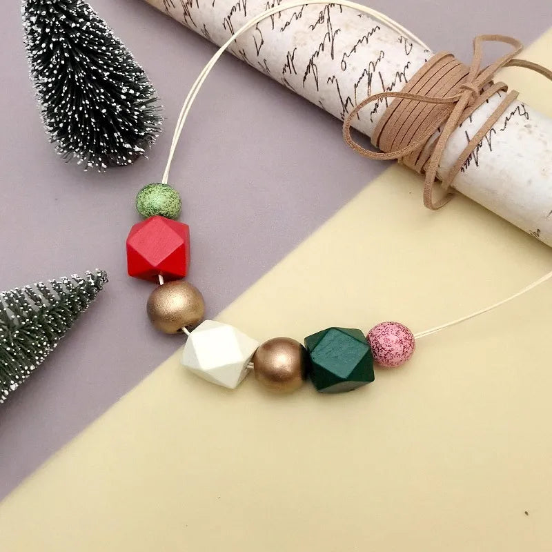 Women's Pendant Necklace Brown Wooden Retro Geometric