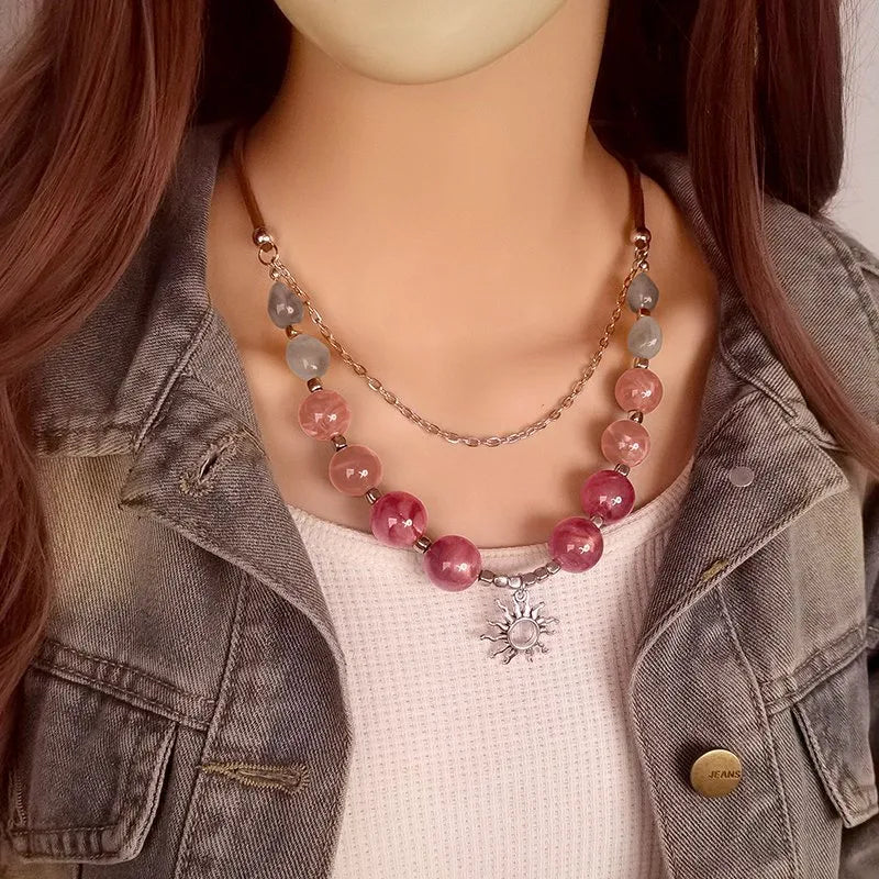 Women's Pendant Necklace Multi-Layer Acrylic Vintage Bohemian