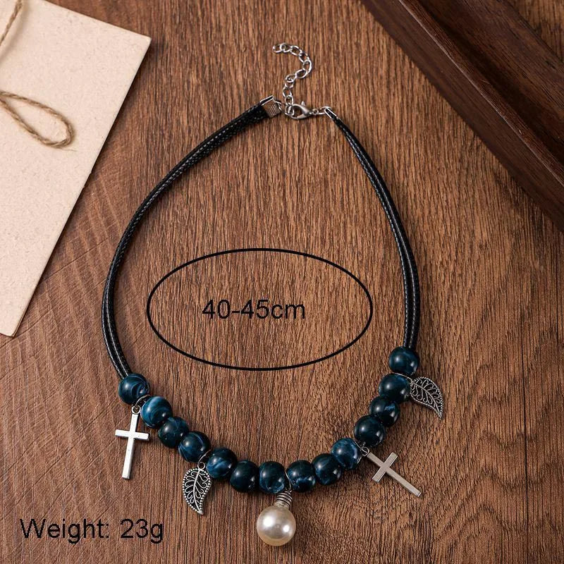 Women's Cross Necklace Geometric Acrylic Vintage Pendant