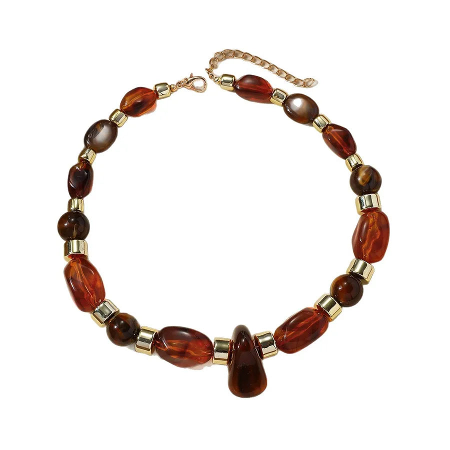 Unisex Beaded Necklace Multicolor Acrylic Geometric Design