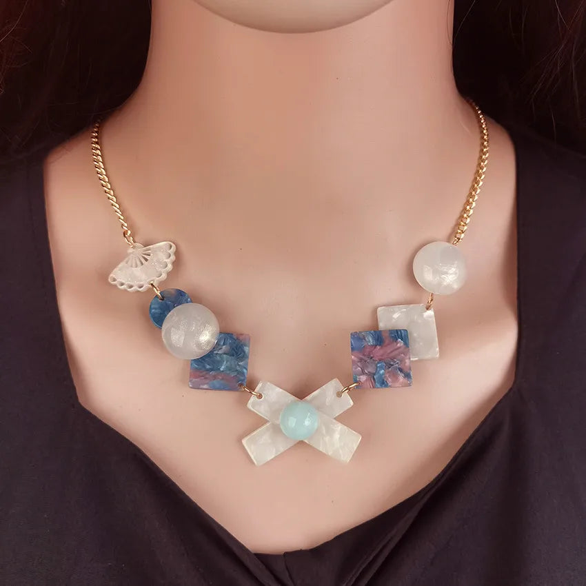 Women's Pendant Necklace Colorful Acrylic Geometric Design