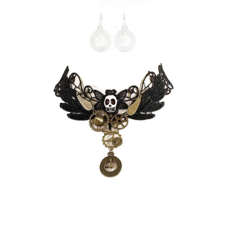 Women's Halloween Jewelry Set Gold Alloy Skull Earrings for Women
